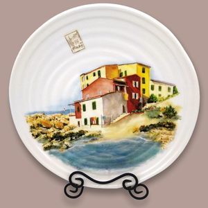 CERAMICA CUORE Made In Italy 15.5 in. Round Hand Painted Platter
